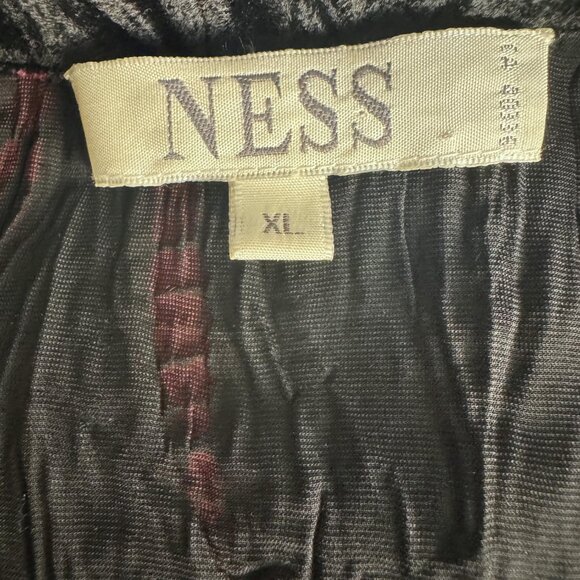 Vintage 90s Crushed Velvet Ruched Top Y2K Whimsigoth Black Red Blouse Stretchy - Picture 7 of 9